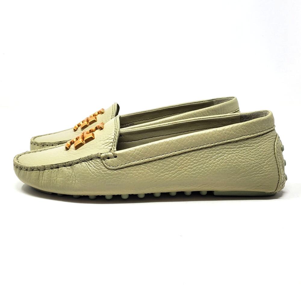 Tory Burch Everly Driver Tumbled Leather Slip On Loafer Sage Green 85159 Sz 6.5 - Picture 4 of 9